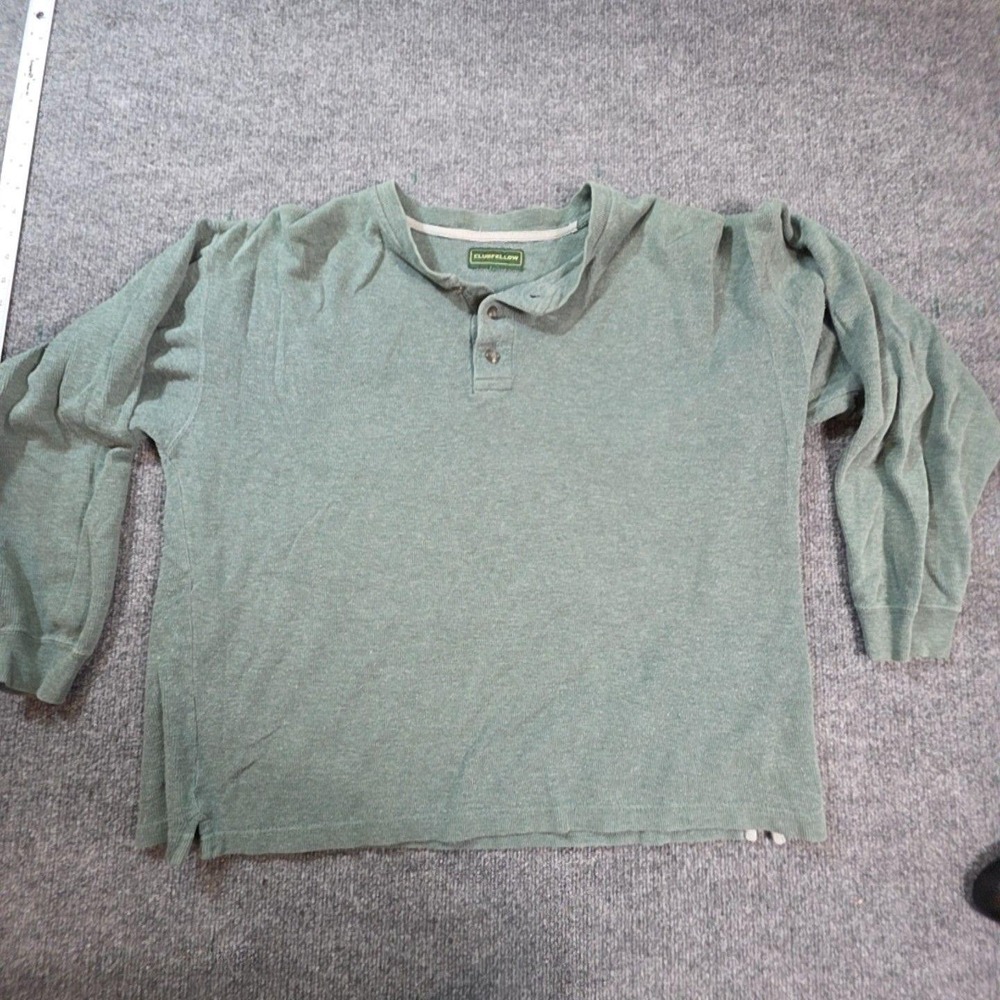 Clubfellow Shirt Mens XL Green Long Sleeve Henley Knit T-Shirt Top Casual